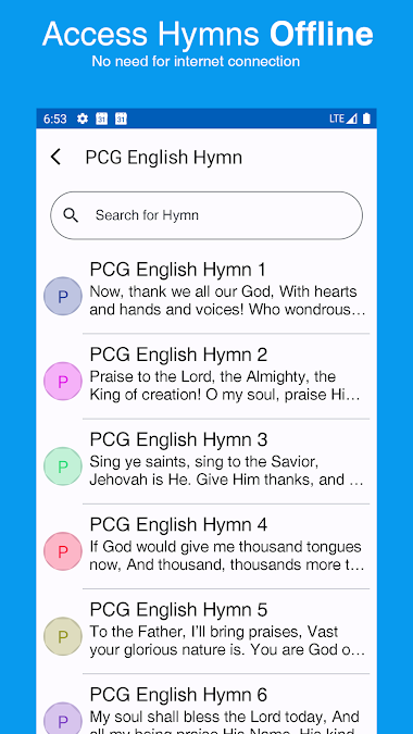 Church Pal offline Presbyterian hymn book app screen